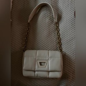 Zara Faux Leather Short Handbag Hold Chain Strap Ivory